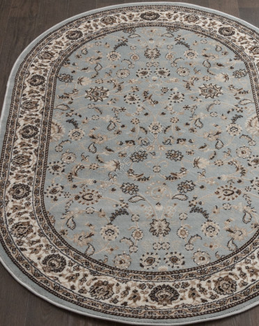 Ковер российский d251 Valencia Delux (Хит-сет, коричневый, голубой) овальный
