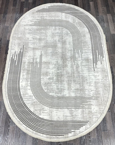 Ковер турецкий 16108-1 Gordion (Полиэстер хит-сет, серый) овальный