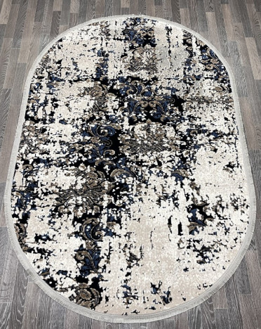 Ковер турецкий 40640A AURA (Акрил, бежевый, синий) овальный