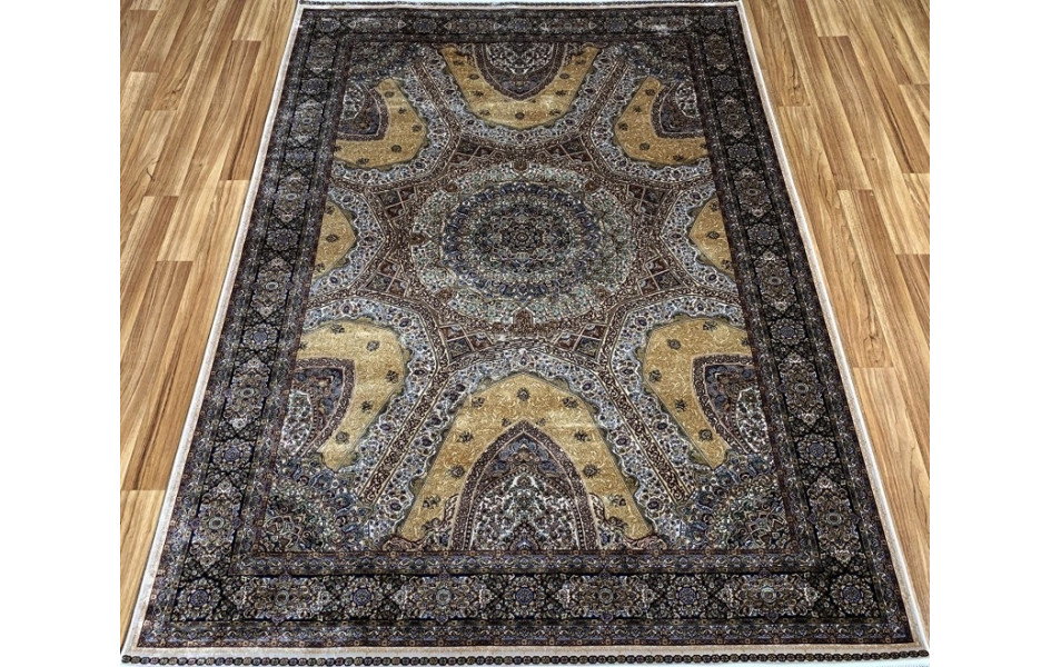 Турецкий ковёр шелковый QUM 01201B-CRE 9056 BEJ